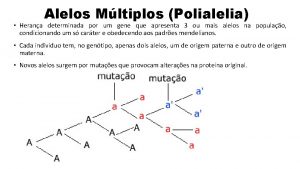 Alelos Mltiplos Polialelia Herana determinada por um gene