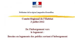 Prfecture de la rgion LanguedocRoussillon Comit Rgional de