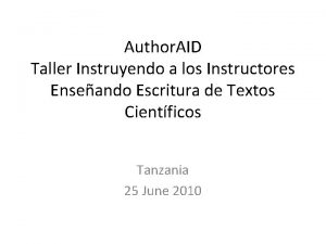 Author AID Taller Instruyendo a los Instructores Enseando