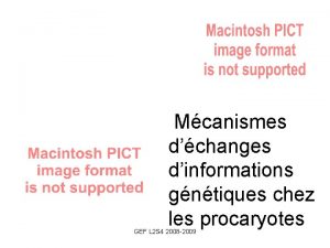 Mcanismes dchanges dinformations gntiques chez les procaryotes GEF