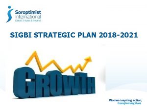 SIGBI STRATEGIC PLAN 2018 2021 BIG GOAL Advancing