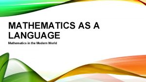 What is language in mathematics in the modern world