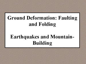 Ground Deformation Faulting and Folding Earthquakes and Mountain