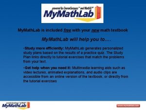 My Math Lab is included free with your