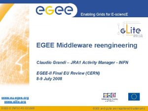 Enabling Grids for Escienc E EGEE Middleware reengineering