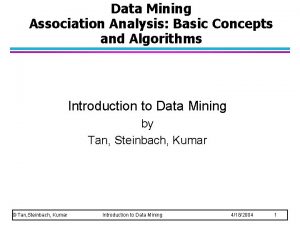 Data Mining Association Analysis Basic Concepts and Algorithms