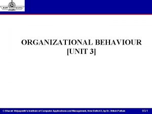 ORGANIZATIONAL BEHAVIOUR UNIT 3 Bharati Vidyapeeths Institute of