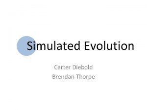 Simulated Evolution Carter Diebold Brendan Thorpe What is