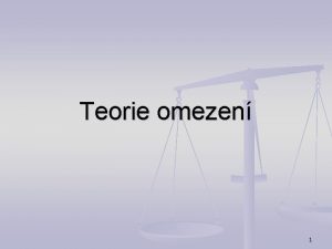 Teorie omezen 1 Nco na vod 2 Pedstaven