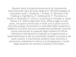 Student voice la denominazione di un movimento internazionale