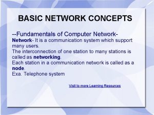Basic concepts of computer networks