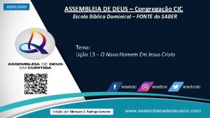 29032020 ASSEMBLEIA DE DEUS Congregao CIC Escola Bblica