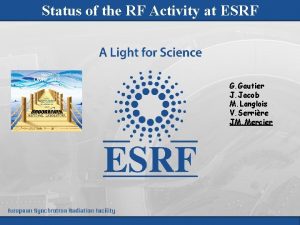 Status of the RF Activity at ESRF May