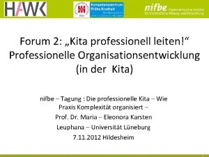 Forum 2 Kita professionell leiten Professionelle Organisationsentwicklung in