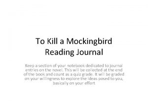 To Kill a Mockingbird Reading Journal Keep a