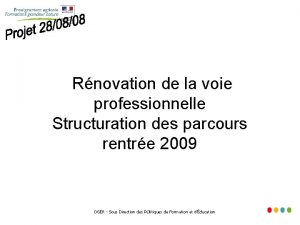 Rnovation de la voie professionnelle Structuration des parcours