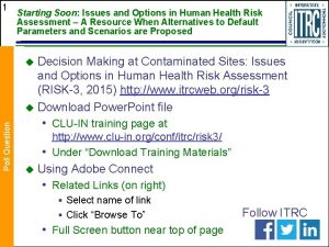 1 Starting Soon Issues and Options in Human