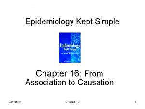 Epidemiology Kept Simple Chapter 16 From Association to