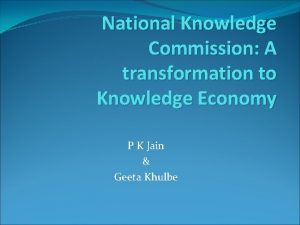 Conclusion of national knowledge commission