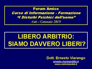 Forum Amico Corso di Informazione Formazione I Disturbi