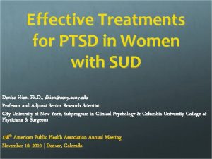 Effective Treatments for PTSD in Women with SUD