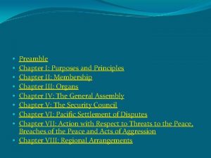 Preamble Chapter I Purposes and Principles Chapter II