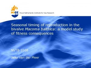 Royal Netherlands Institute for Sea Research Seasonal timing