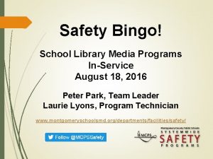 Safety Bingo School Library Media Programs InService August