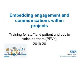 Embedding engagement and communications within projects Training for