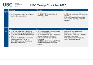 UBC Yearly Clock for 2020 January February March