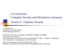 CS 59506030 Computer Security and Information Assurance Section
