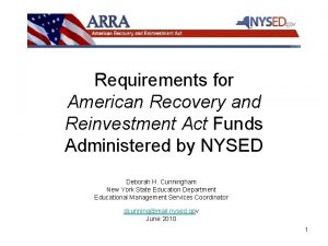 Requirements for American Recovery and Reinvestment Act Funds