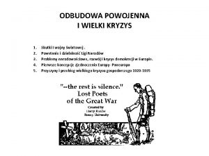 ODBUDOWA POWOJENNA I WIELKI KRYZYS 1 2 3