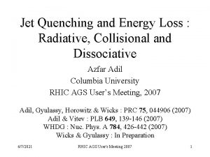 Jet Quenching and Energy Loss Radiative Collisional and