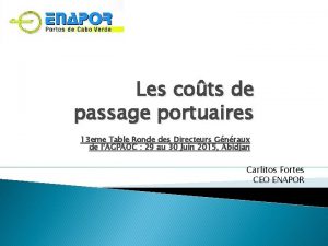 Les cots de passage portuaires 13 eme Table