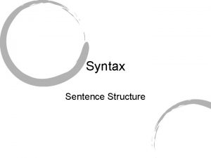 Syntax Sentence Structure Functional Sentence Patterns declarative interrogative