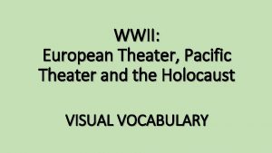 WWII European Theater Pacific Theater and the Holocaust