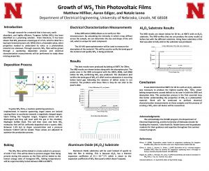 Growth of WS 2 Thin Photovoltaic Films Matthew