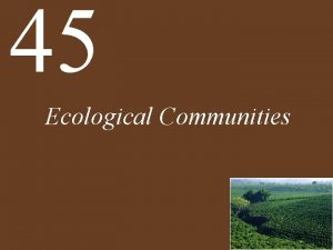 45 Ecological Communities Chapter 45 Ecological Communities Key