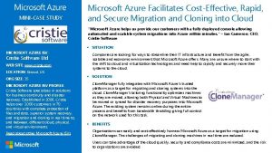 MINICASE STUDY Microsoft Azure Facilitates CostEffective Rapid and