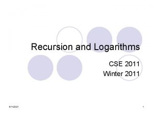 Recursion and Logarithms CSE 2011 Winter 2011 6112021
