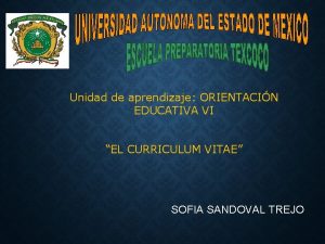 Unidad de aprendizaje ORIENTACIN EDUCATIVA VI EL CURRICULUM