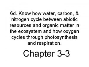 6 d Know how water carbon nitrogen cycle