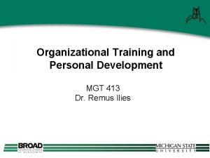 Organizational Training and Personal Development MGT 413 Dr