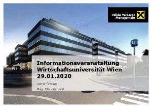 Informationsveranstaltung Wirtschaftsuniversitt Wien 29 01 2020 Astrid Gratzer