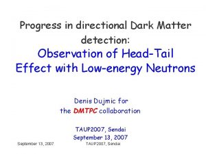 Progress in directional Dark Matter detection Observation of