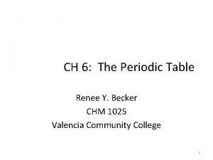 CH 6 The Periodic Table Renee Y Becker