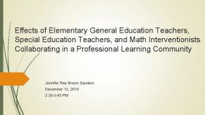 Effects of Elementary General Education Teachers Special Education