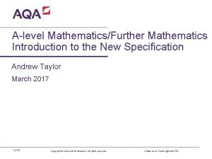 Alevel MathematicsFurther Mathematics Introduction to the New Specification