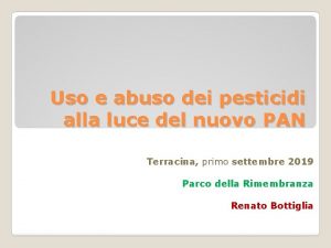 Uso e abuso dei pesticidi alla luce del